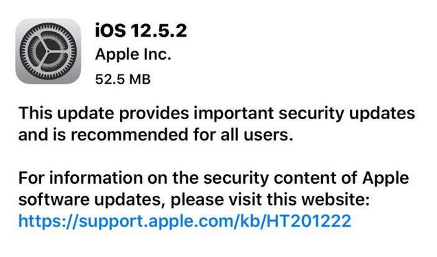 恭城苹果手机维修分享iOS12.5.2发布，建议所有老苹果用户安装 